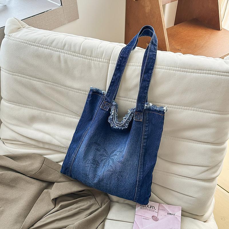 New underarm bag bag women's simple casual shoulder bag versatile large-capacity denim tote bag
