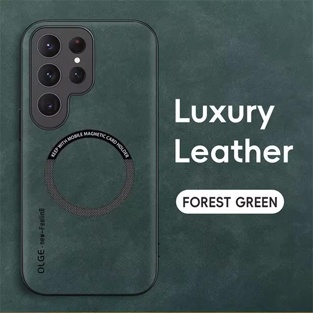 For Magsafe Luxury Leather Shockproof Case For Samsung Galaxy S25 S24 Ultra S23 S22 S21 Plus FE Wireless Charging Magnetic Cover