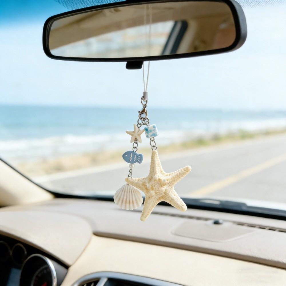 Ocean Sea Series Starfish Shell Keychain Ornaments Fish Pendant Beach Style Keychain Key Decor