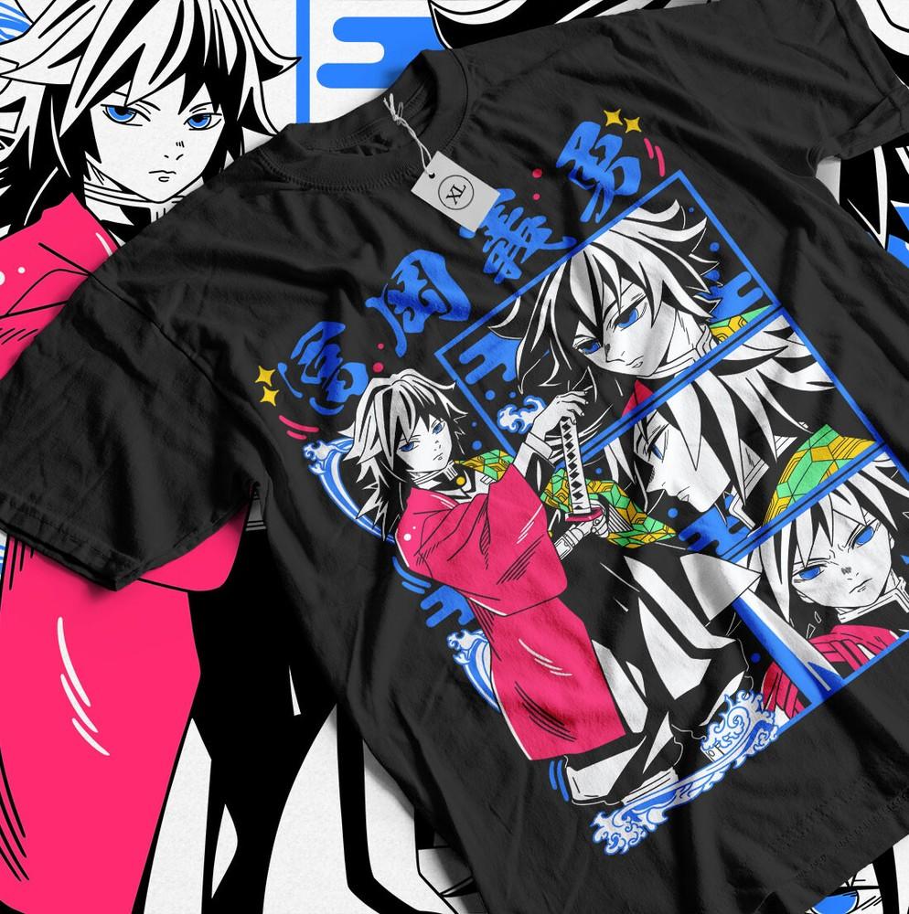 

Giyu Tomioka T-Shirt Demon Slayer Kimetsu No Yaiba Anime Gift Shirt Size Unisex T-Shirt XL