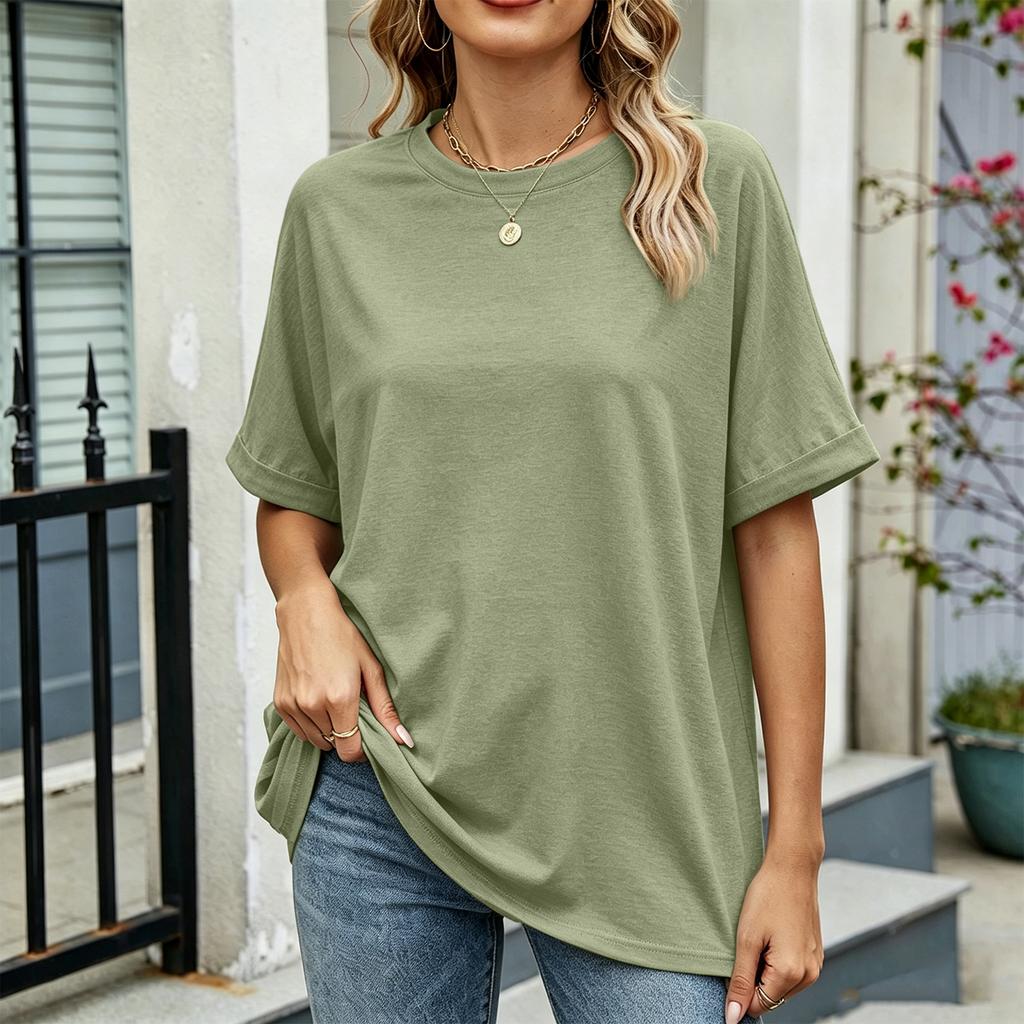 Women's Loose Fit Casual Short Sleeve Crew Neck T-Shirt Lightweight Soft Fabric Comfortable Daily Wear Basic Top