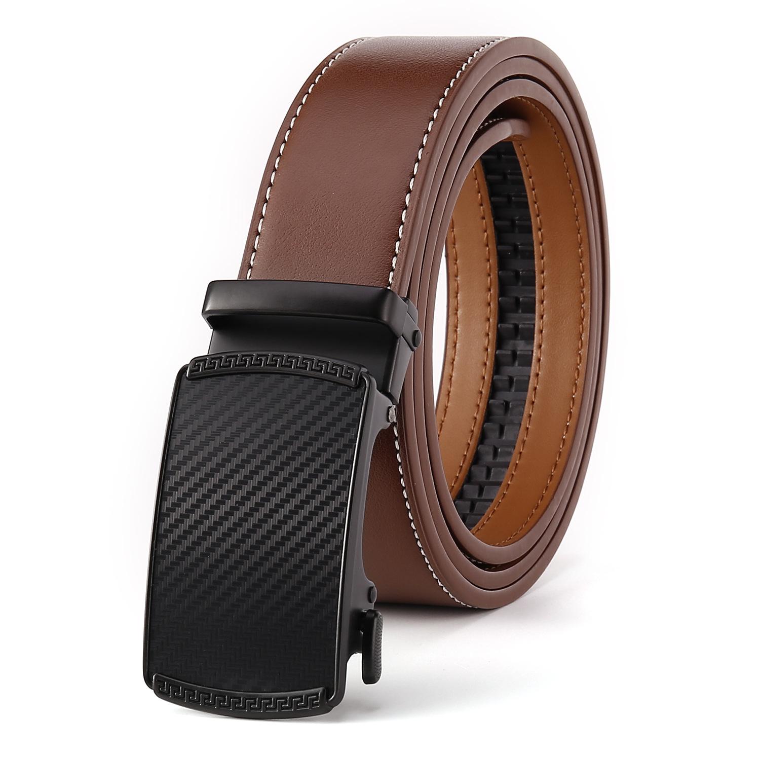 

Мужской ремень из натуральной кожи, двухслойный, из коровьей кожи, мужской ремень с автоматической пряжкой, простой ремень из коровьей кожи