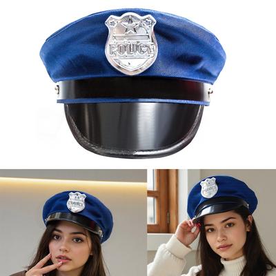 Flat Top Law Enforcement Hat With Badge Brim Designs For Officers And Costume Enthusiasts Cosplay Hat Costume Accessory