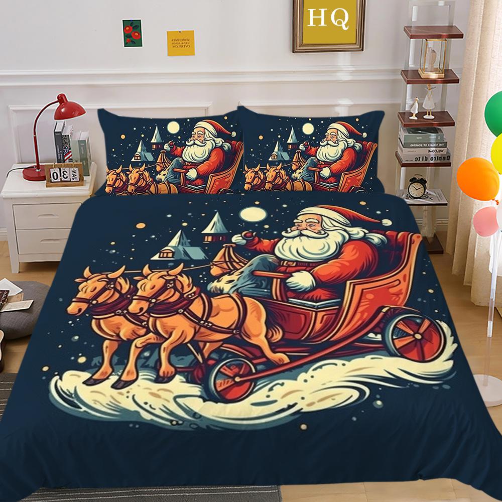 Jul Älg 3D-tryckt Polyester Örngott Täcke Två eller Tredelad Set