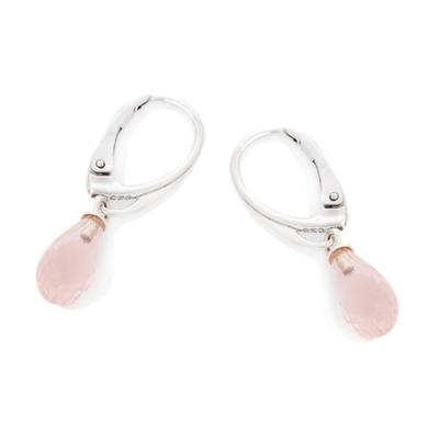 [R3820] - Silver 'Meghan' Silver Rose Quartz Ear Studs (rhodium) - 10x5mm