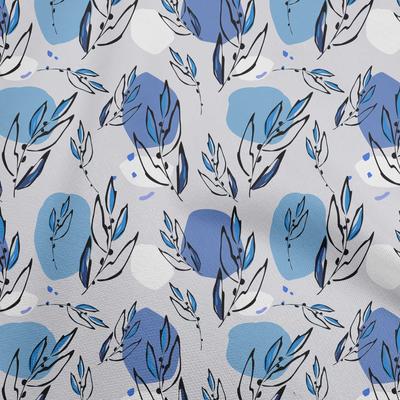 Cotton Cambric Light Gray Fabric Leaves Sewing Craft Projects Fabric Prints By Yard 42 Inch