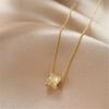 Real Gold Plated French Luxury Zirconia Luck Pendant Necklace - Colorfast Clavicle Chain