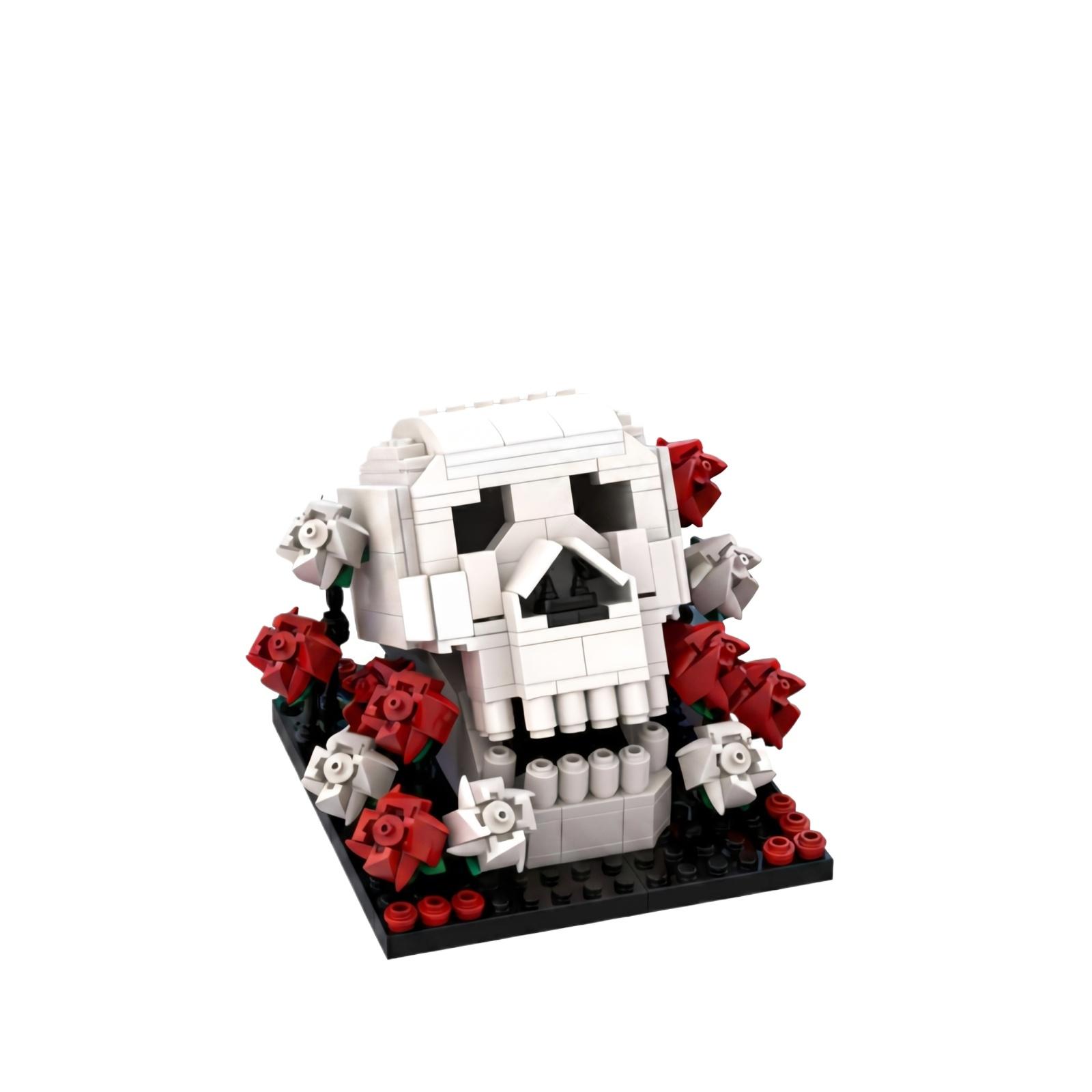 

Creative Gothic Style Skull and Rose Decorative Building Blocks Set with 415 Pieces Suitable for Children and Collectors Display Model One Size