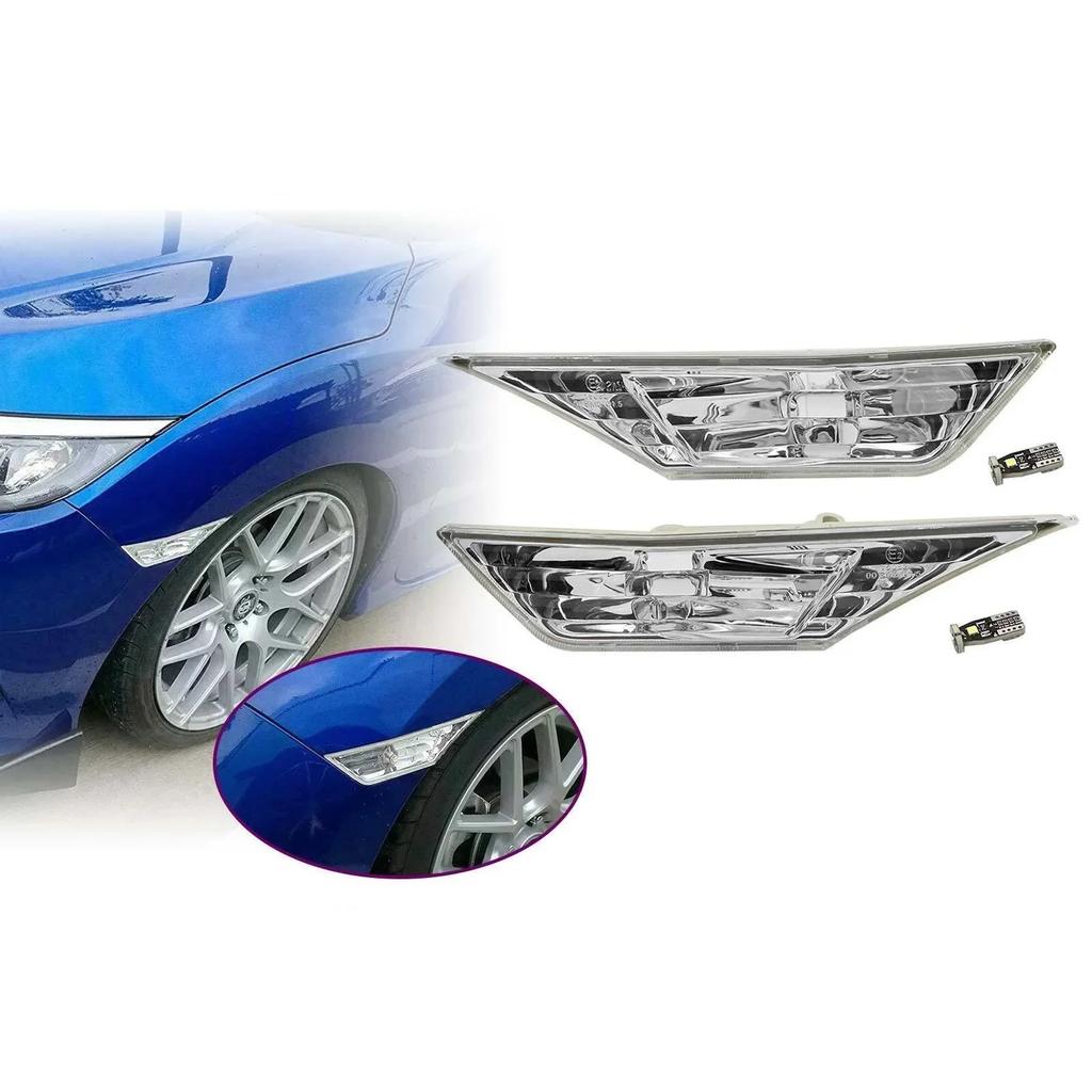 2 peças Luz de Seta para Carro para Honda Civic 2016-2025 IP68 À Prova d'Água Seta Luz de Largura Modificado Preto com Lâmpada LED