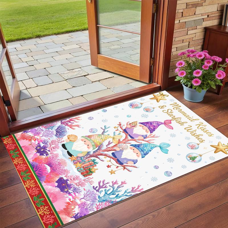 Christmas Printed Square Area Rug Soft Non Slip Floor Carpet For Bedroom Holiday Gift