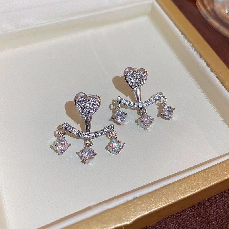 S925 Silver Heart Stud Earrings - Korean Style, Versatile Luxury Jewelry