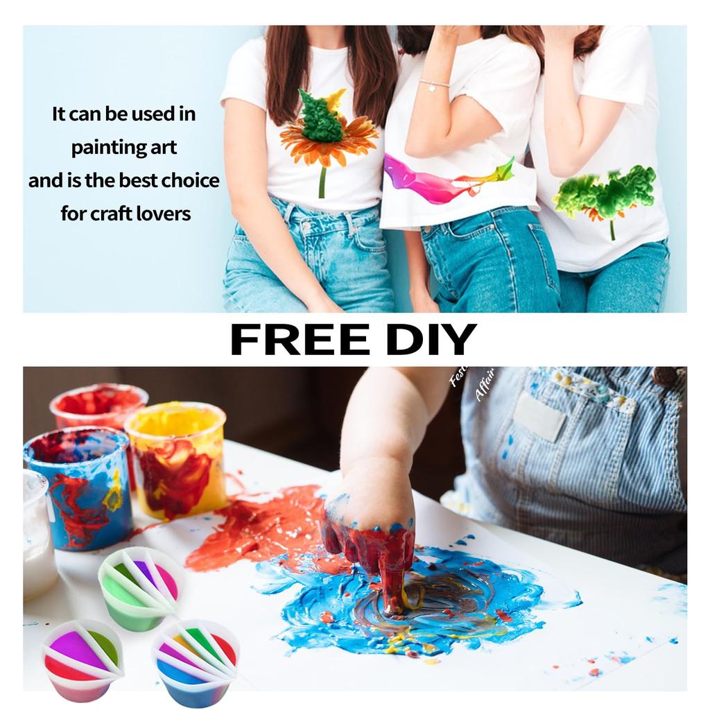 Split Cup For Paint Pouring Reusable Fluid Art Split Cup Silicone Split Pouring Cup With Dividers For Acrylic Paint Resin DIY