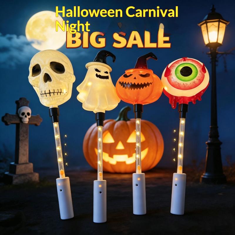 Halloween Led Glow Wands With Cartoon Designs Flashing Lights For Kids Trick Or Treat Halloween Party Favors