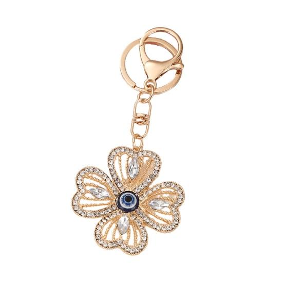 

Keychain Pendant Rhinestones Inlaid Four-Leaf Clover Design Key Chain with Anti-Oxidation Lobster Clasp Decorative Backpacks Accessory белый
