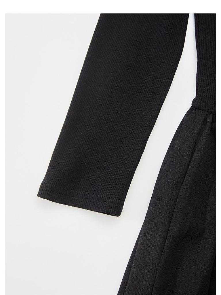 Hepburn-Inspired Women's Black Coat with Dress, Perfect for Petite Figures, Spring/Autumn/Winter, High-End Aesthetic