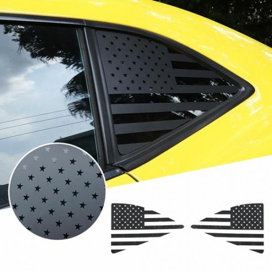 Rear Quarter Window Cover Trim Decor US Flag Decal For 2010-15 Chevrolet Camaro