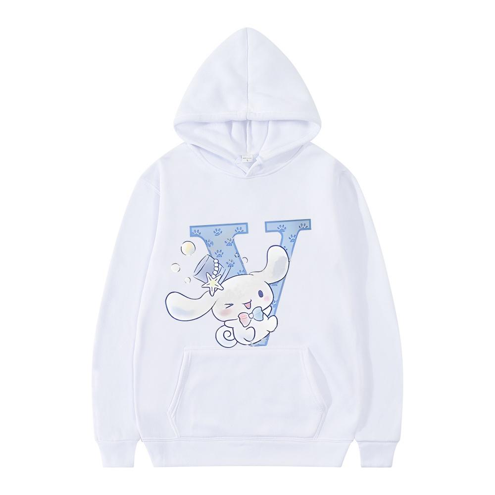 New Sanrio Cinnamoroll Woman and Men White Hoodies Letter A B C D Sweatshirts Clothes Kawaii Pullover Anime Cartoons Casual Tops