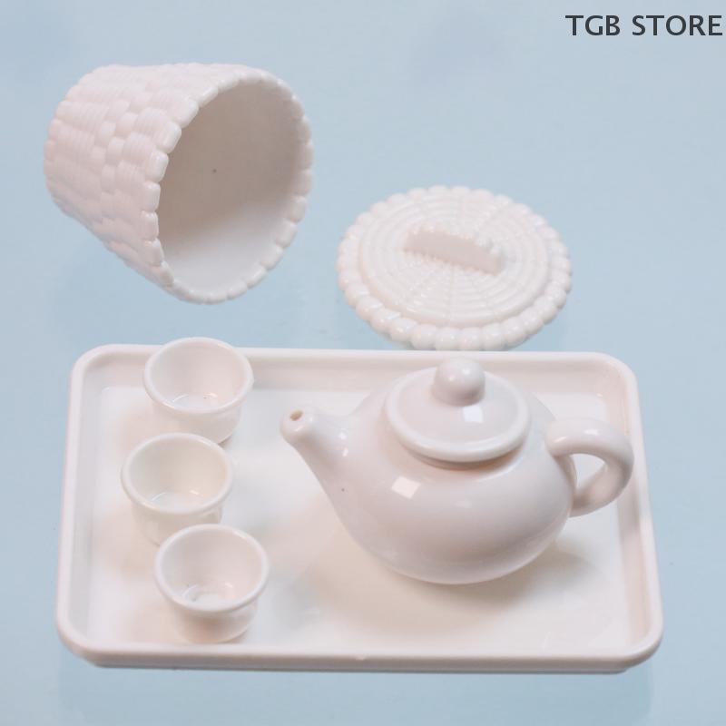 1 Set Teekanne Tasse Tee Ornament Tee-Set Modell Sammlerstück Simulation Tischdekoration Puppenhaus Szenen Zubehör