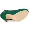 Allegra K Escarpins Verts à Bout Rond et Talons Aiguilles pour Femmes avec Bride Cheville, Taille 24,5cm