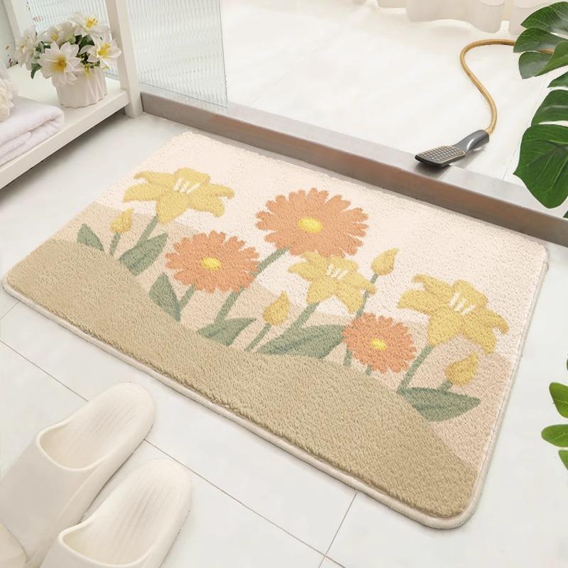 Bathroom Floor Mat Absorbent Toilet Door Foot Mat Household Thickened Non-slip Toilet Toilet Imitation Cashmere Carpet