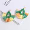 2019 Korean-Japanese Style Raffia Tassel Stud Earrings for Women