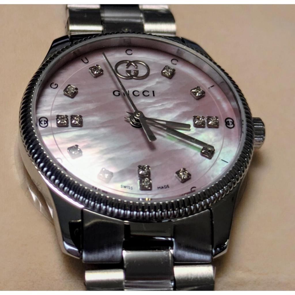 Used New and unused GUCCI GTimeless 30mm watch pink shell diamond YA1265062 women's Gucci mother of pearl