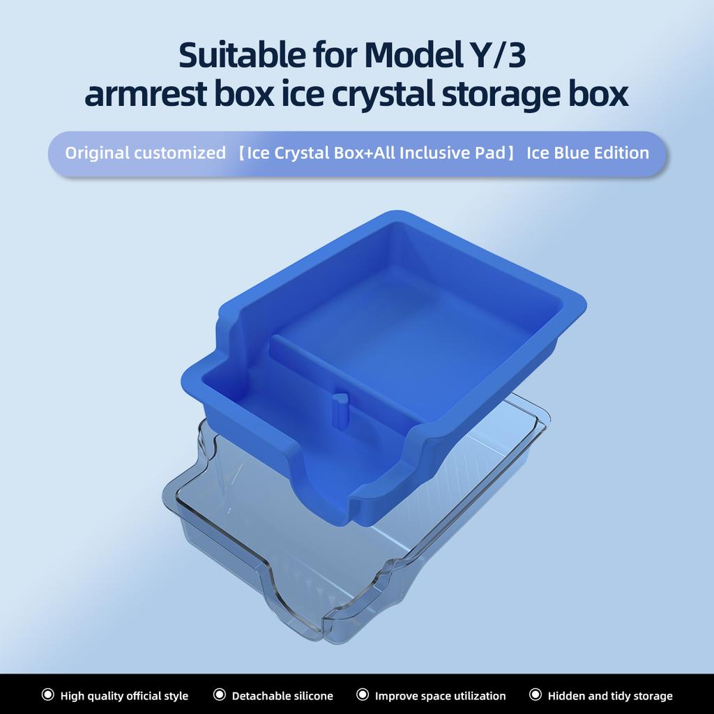 LUCKEASY for Tesla Model 3 Model Y 2023 Central Control Storage Box Ice Crystal Style Armrest Organizer Case Ca Accessories