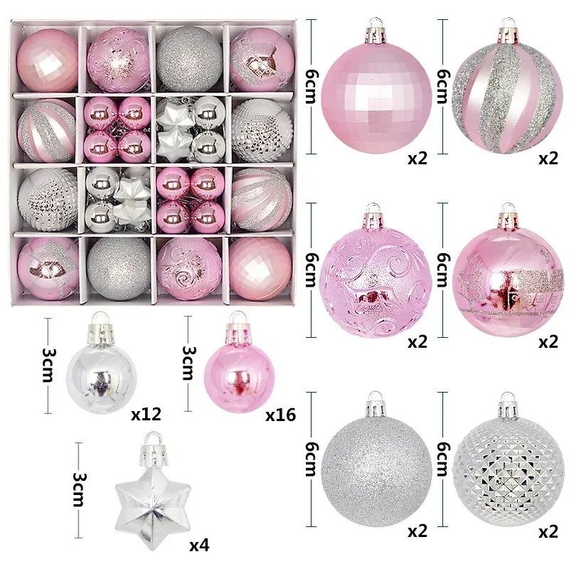 44Pcs Christmas Ball Ornaments 3-6cm shatterproof Christmas Hanging Ball Christmas Tree Decoration Home Party 2026 New Year Gift