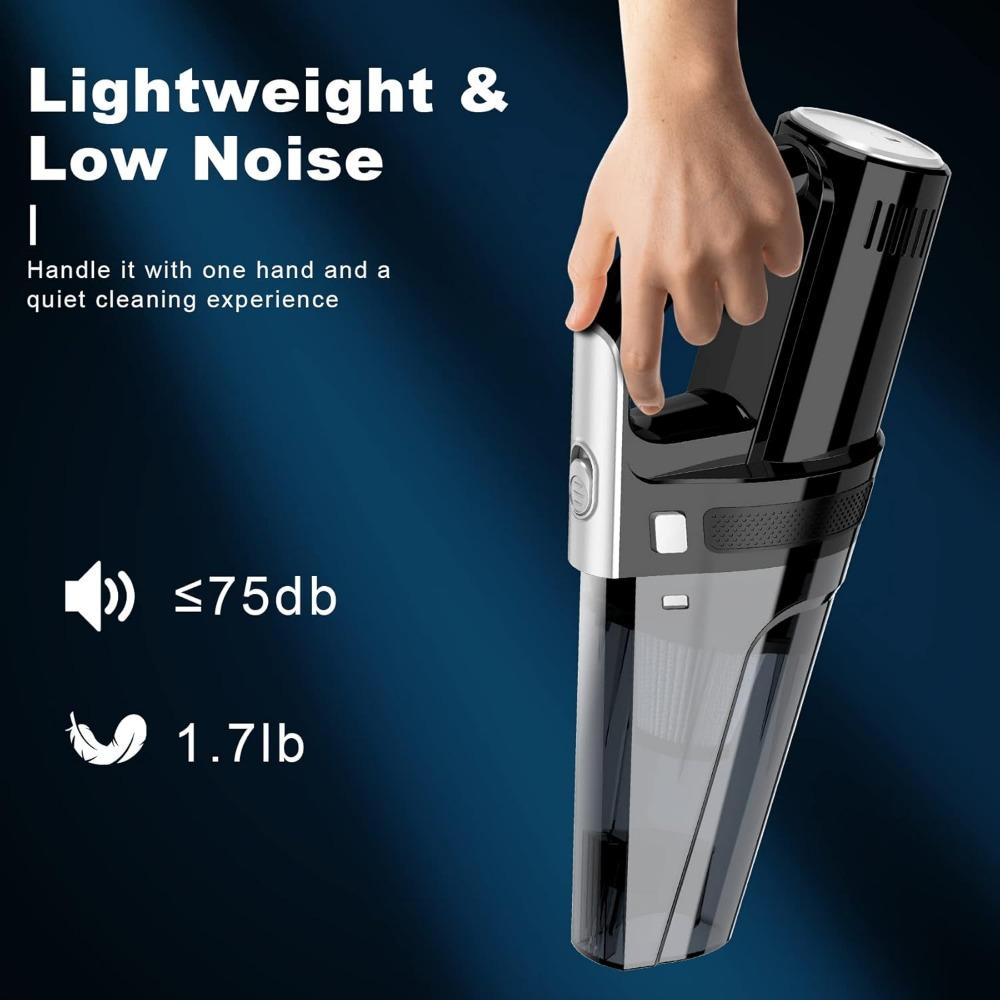 Car Vacuum, Portable Vacuum Cleaner with Powerful 7000PA Suction, DC 12V Power 16.4Ft Cord Vacuum Cleaner, LED Light, 0.33L Capa