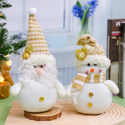 White Christmas Snowman Stuffed Toys Christmas Decoration Santa Claus Plush Doll Xmas Gift
