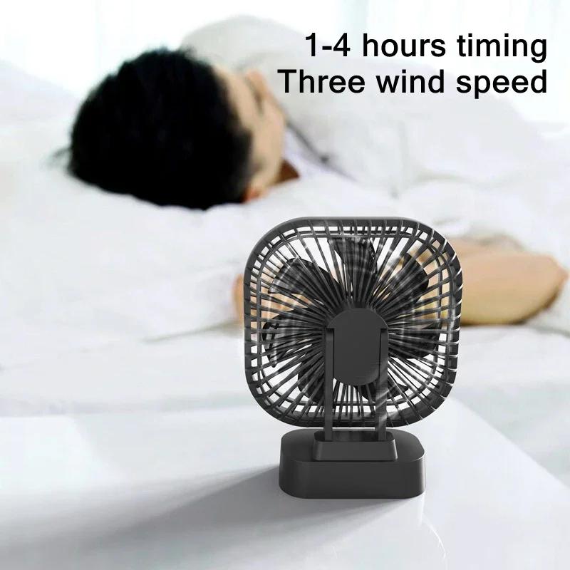 NEW Mini USB Fan Rechargeable Battery Fan with Timer Strong Wind 3 Speed 7 Fan Leaf Desktop Portable Office Camping Outdoor