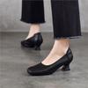 Comfortable Genuine Leather Middle Heel Women's Shoes Commuter Square Toe Shallow Mouth Shoes