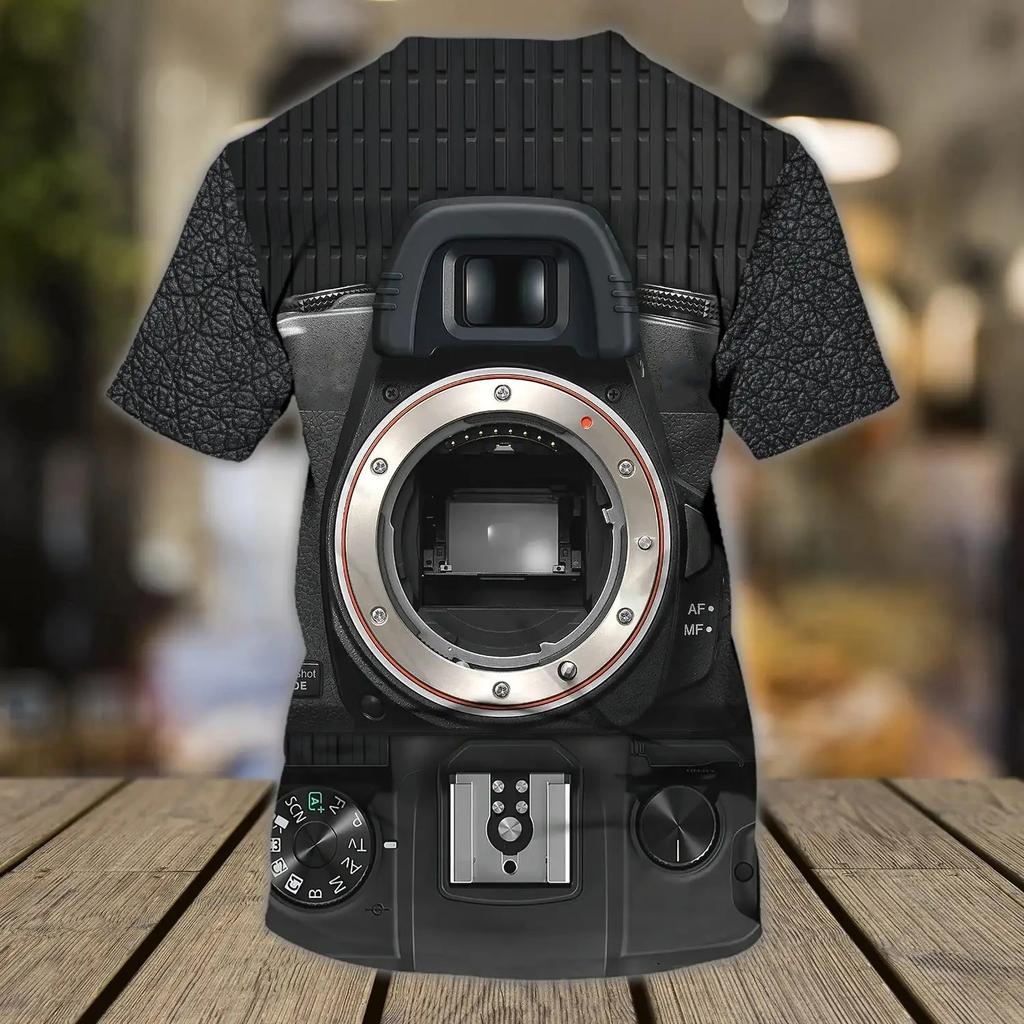 Fashion Camera Photography T-Shirts 3D Print Men's Short Sleeve T Shirt Streetwear Oversized Harajuku Y2k Tops Tees Men Clothing