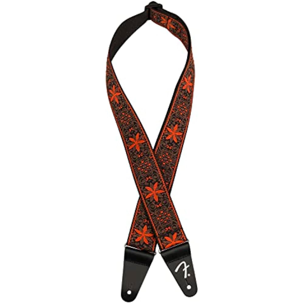 Fender Canadian Musical Instrument Strap Pasadena Woven Strap, Orange Wallflower, 2