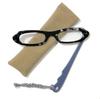 Feito no Japão Óculos de Leitura Ópera Sênior Lupa Prática Azul com Cordão Decorativo Macio [Opti-Euro] e Estojo, Grau +3.0