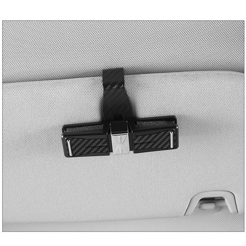Pack of 2  Car Glasses Holders with Card Clip, Sunglasses Holder, 180° Rotating Glasses Clip with Cards, Double Ended Clip for All Vehicle Models