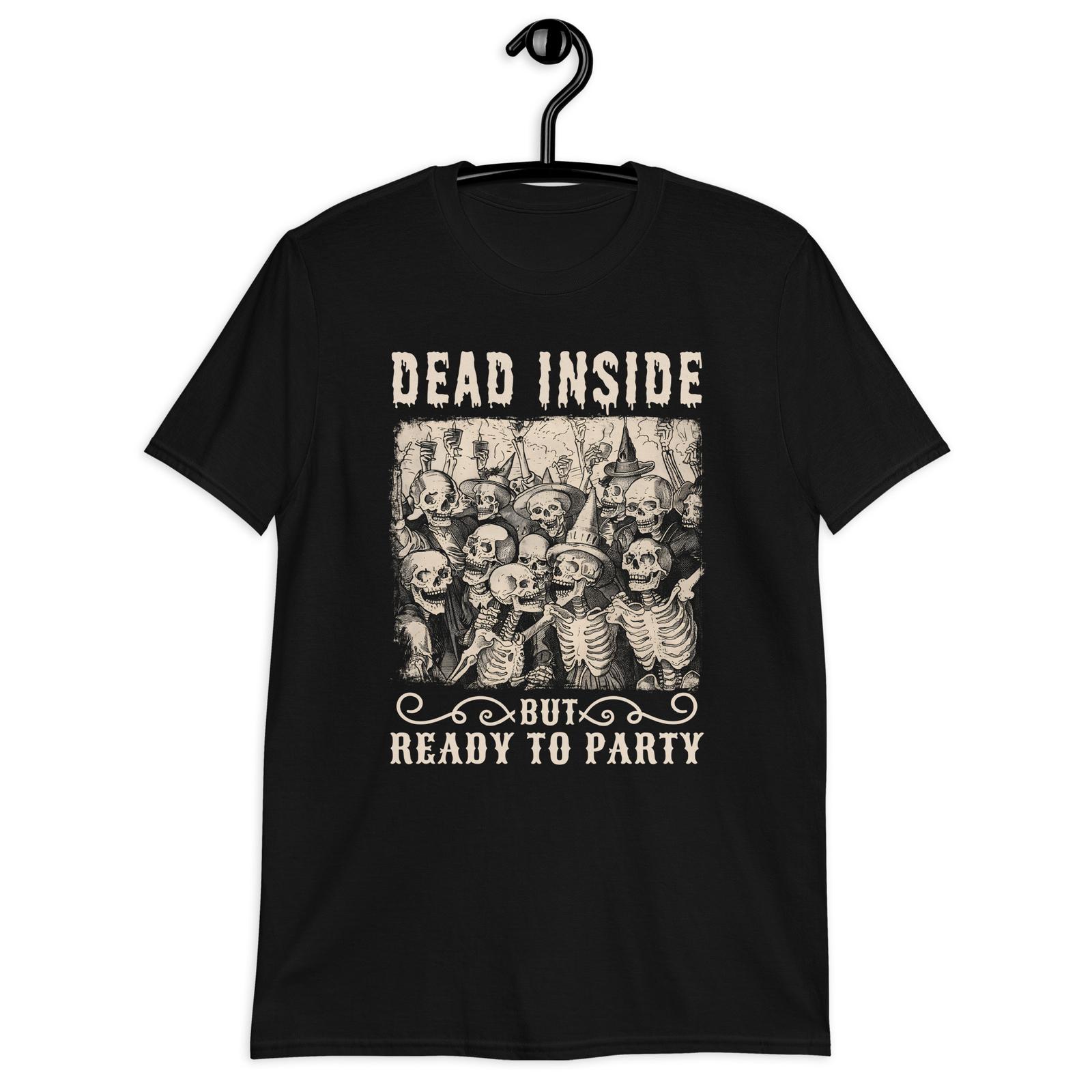 Dead Inside But Ready To Party Skeleton Drinking Unisex T-Shirt S разноцветный