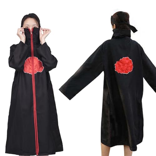 [Formemory] Ninja Goods, Ninja Cosplay Costume, Cape with Red Cloud Pattern, Anime Costume, 8-Piece Set, Unisex, Stand Included, Halloween Cosplay, Me
