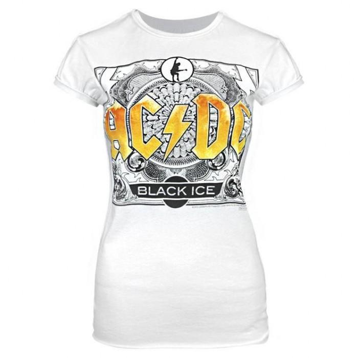 AC/DC Womens/Ladies Black Ice T-Shirt S blanc