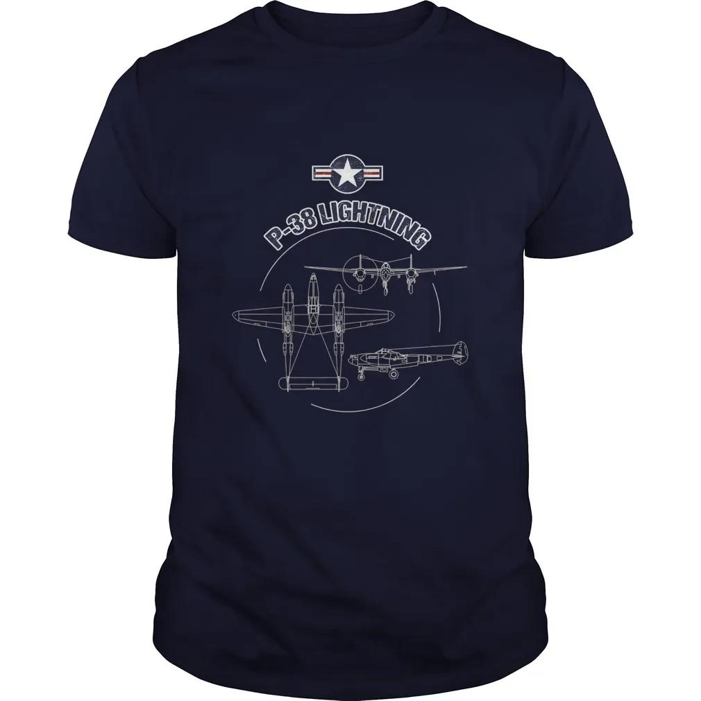

USAF Warbird P38 Lightning Fighter Aircraft T Shirt New 100 Cotton Short Sleeve ONeck Casual Tshirts Loose Top Size S3XL 4XL