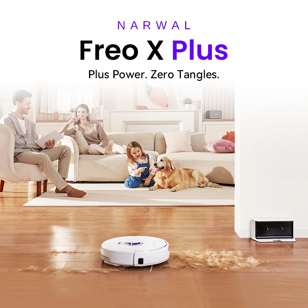 Narwal Freo X Plus Robot Vacuum, 7800Pa Suction, Zero-Tangle Brush, 6N Mopping, Auto Mop Lift, 7 Weeks Dust Storage, Alexa/App Control