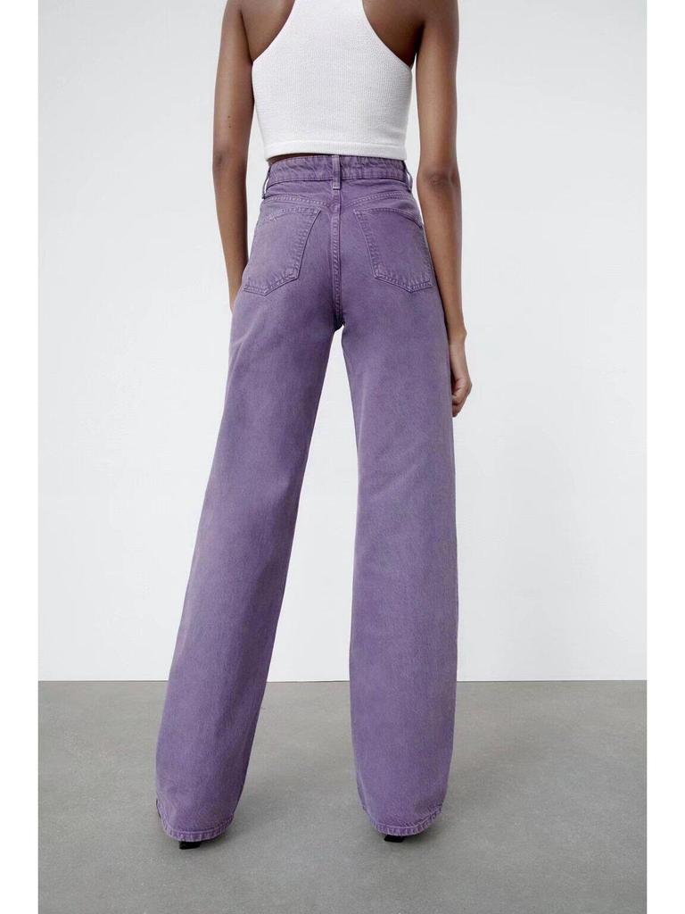 European & American French Design Women's High-Waisted Colored Straight-Leg Jeans - Versatile, Casual, Elegant