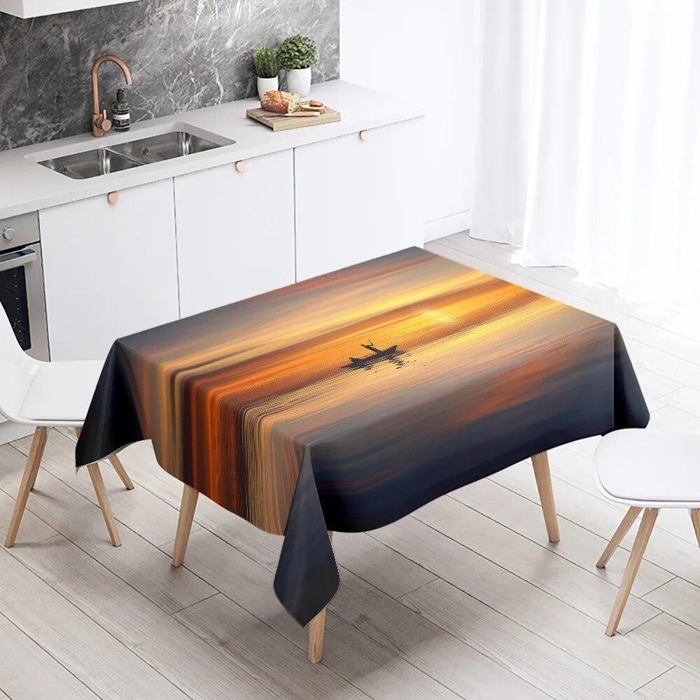 Sunset  Scenery Printed Table Cloth Camping Picnic   Stain Resistant Waterproof Kitchen  Home Decoration