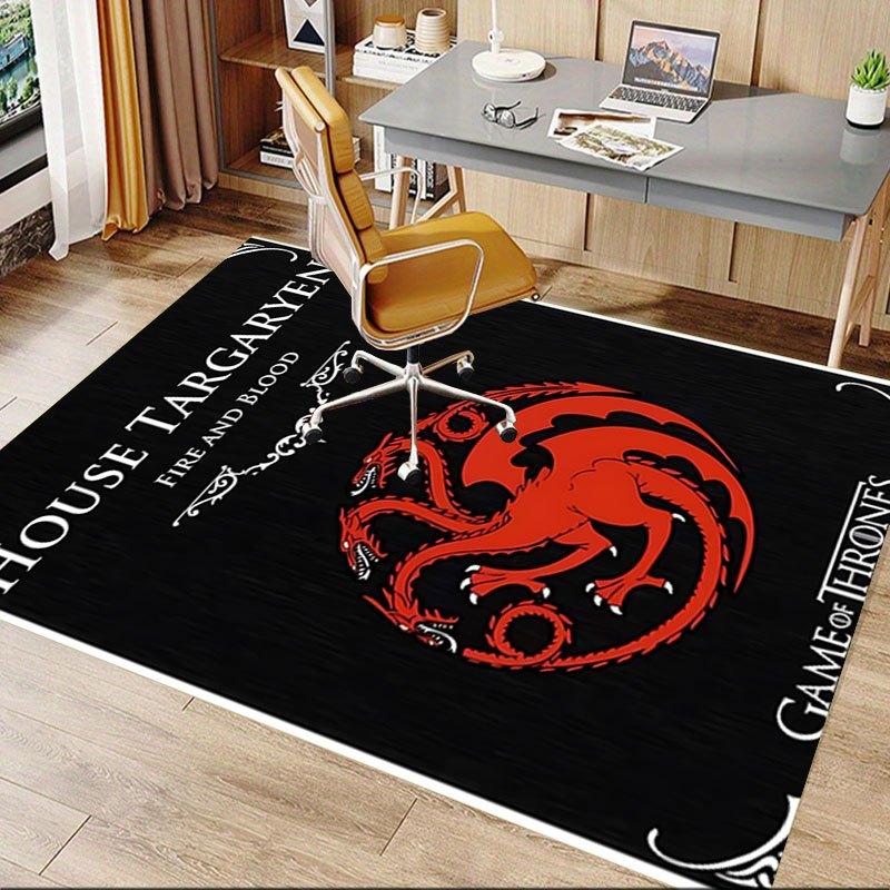 1pc Fire and Blood Office Carpet Chair Mats, Home Decor Mat | Fantasy Theme Mat | Durable Mat, Dragon DecorB11