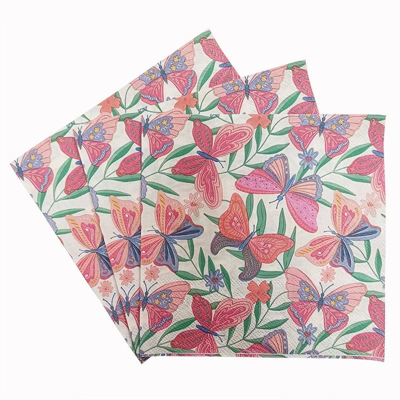 20Pcs Butterfly Printed Paper Napkins, Disposable 2 Layer Paper Napkins for Party Hotel Dinner Table DIY Decor