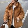 Women's Autumn Winter Down Jacket Short Hooded Single Breasted Loose Adjustable Waist Straight Tube White Duck Down Coat