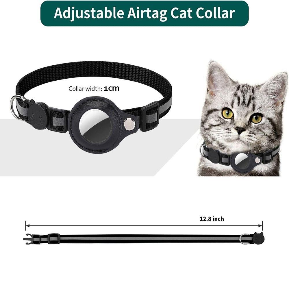 Detachable Bell Cat Collar with Reflective Strip Pet Tracker Accessories Pet Collar for AirTag