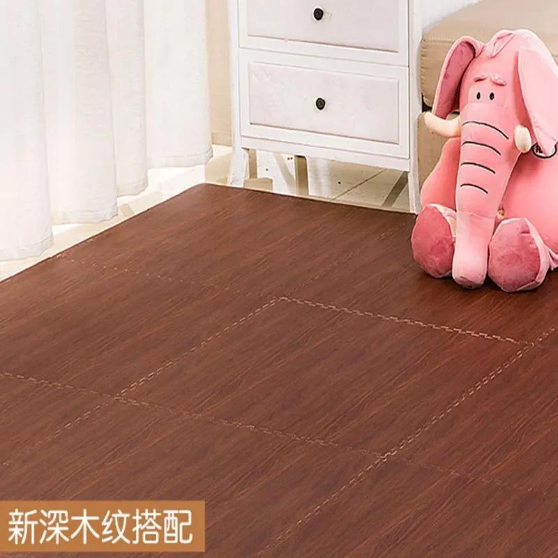 Holz Baby EVA Schaum Spielmatte Puzzlematte Ineinandergreifende Übungsfliesen Krabbelteppich für Kinder Spielaktivität Weicher Boden 30x30x1cm