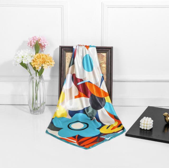 New Designs 90*90cm Square Silk Scarves Women Foulard Head Scarf Ladies Shawl Wrap Bandanna Female Chiffon Hijab Beach Scarf