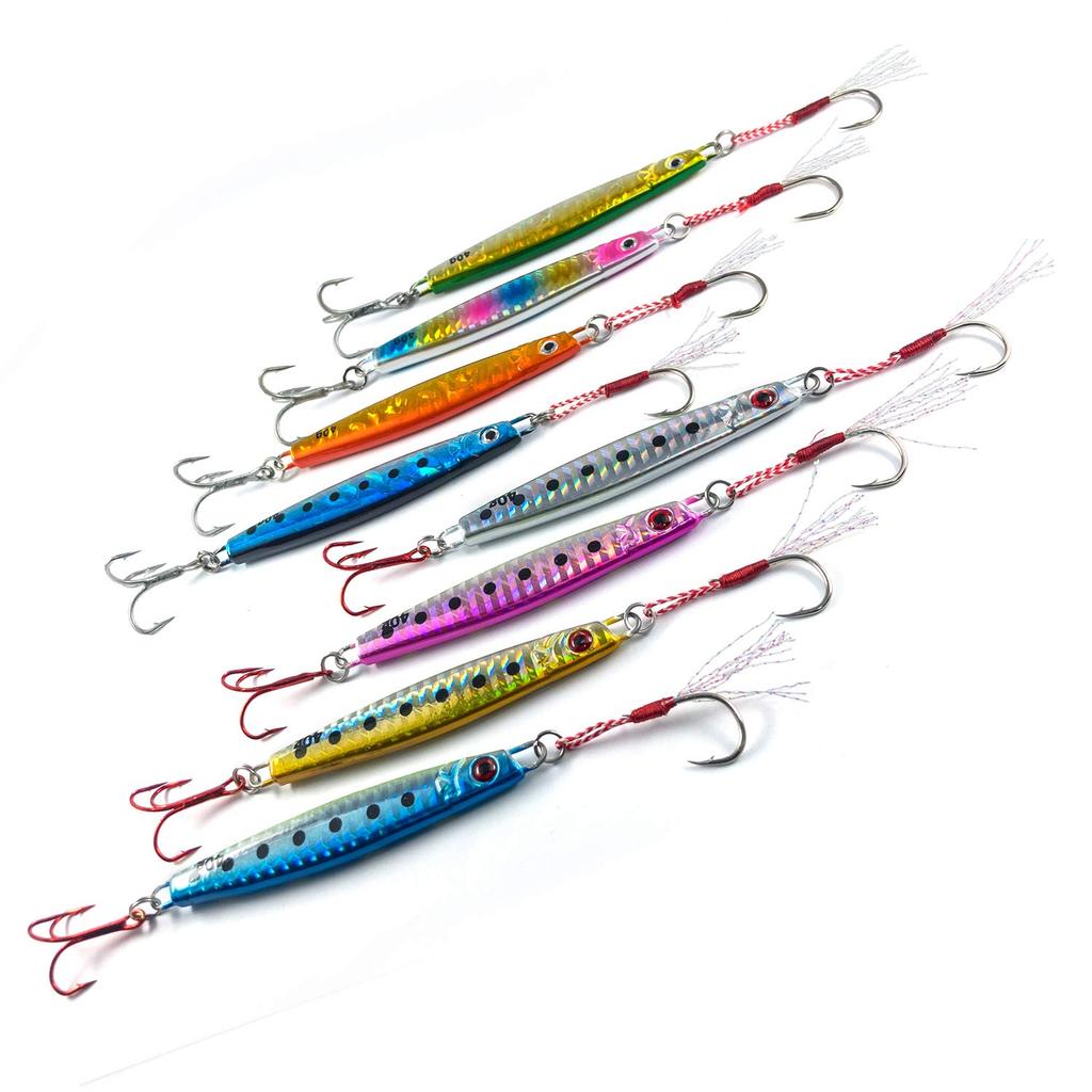 Olerud Fishing Tackle Metal Jig Set Jig 150g with Assist Silver Hooks Hidden Red Suitable for All Sea Spanish and Yellowtail (8 Colors) "Metal F"